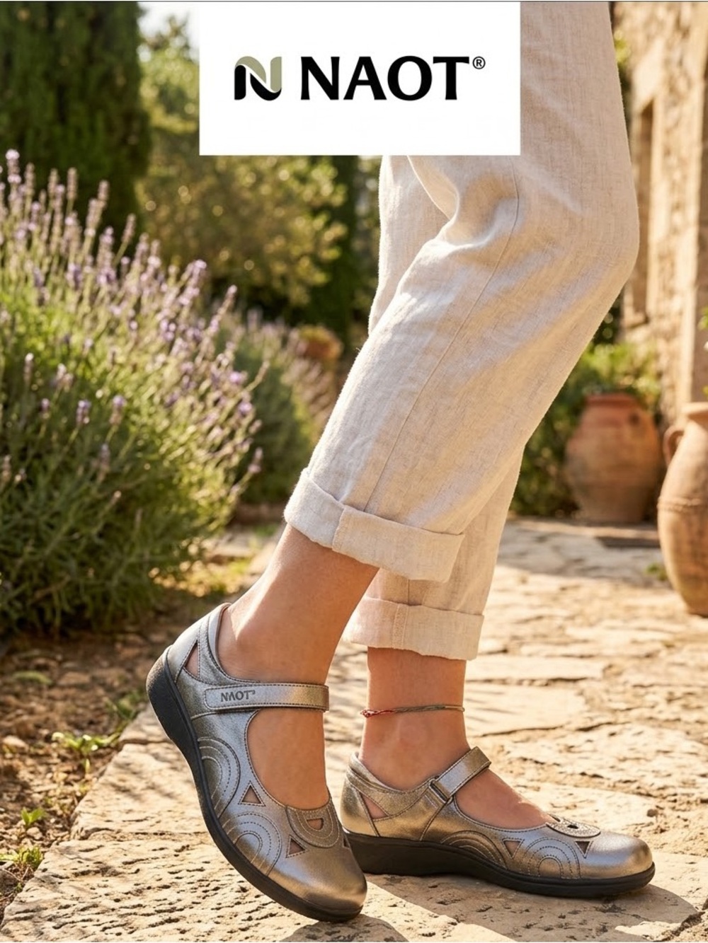 Naot Metallic Silver Mary Jane Flats